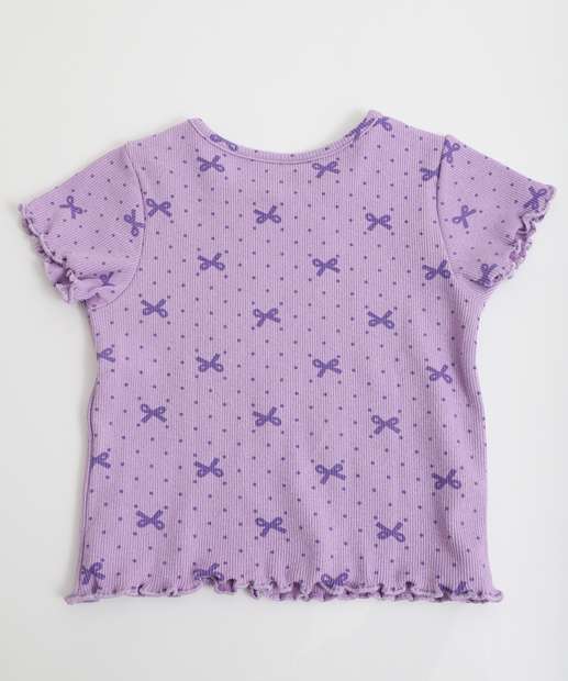 Blusa Infantil Canelada Laço Marisa Tam 1 a 3 Lilás