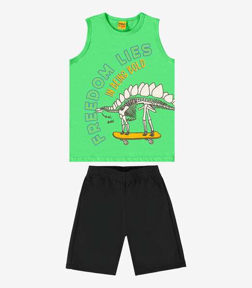 Conjunto Infantil Regata Com Bermuda Rovi Kids Verde