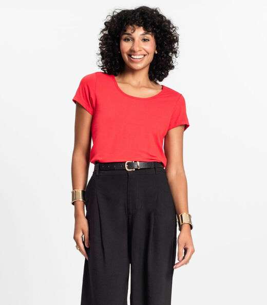 Image_Blusa Feminina Viscotorcion Básica Rovitex Vermelho