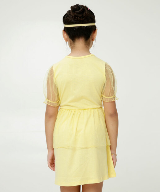 Vestido Infantil Fantasia Tule Bela Disney Tam 4 a 10