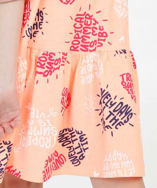 Vestido Infantil Estampa Frase Brandili Tam 4 a 10