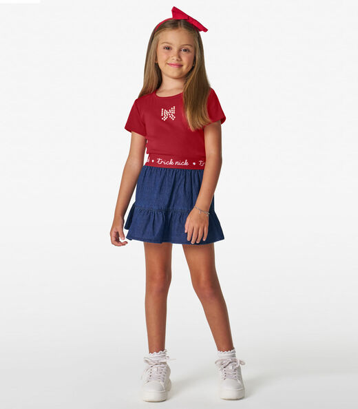 Blusa feminina infantil em Ribana 2x1 Trick Nick Vermelho