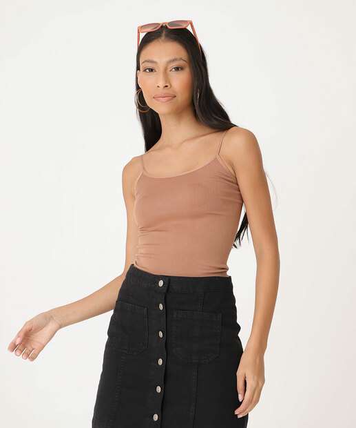 Blusa Regata Feminina Canelada Sem Costura Marisa