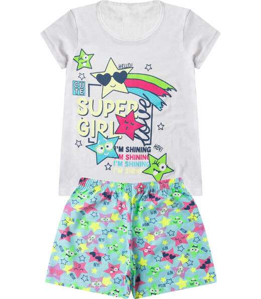 Image_Pijama Infantil Menina Curto Algodão Select Branco