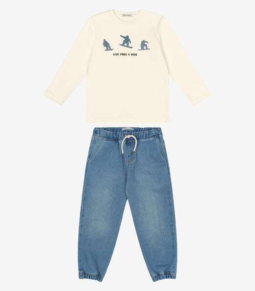 Conjunto De Camiseta Com Calça Trick Nick Bege