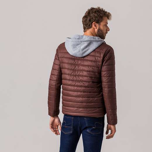 Jaqueta Puffer com capuz de moletom Masculina Rock e Soda