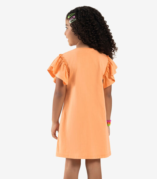Vestido Infantil Manga Curta Rovi Kids Laranja