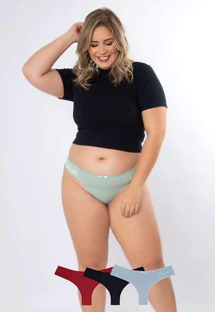 Image_Kit 3 Calcinhas Charme Plus Size Microfibra Concept Lingerie Multicolorido