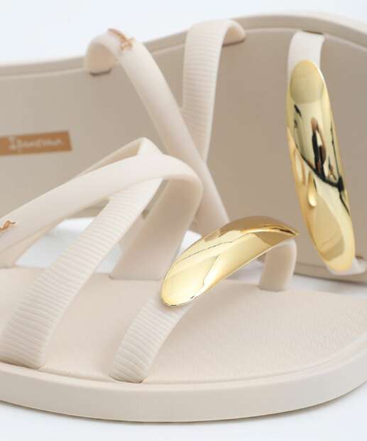 Chinelo Feminino Ipanema Slide Metal-Chic Off White