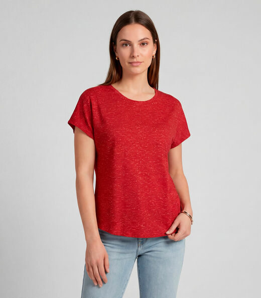 Blusa Feminina Básica Manga Curta Infinita Cor Vermelho