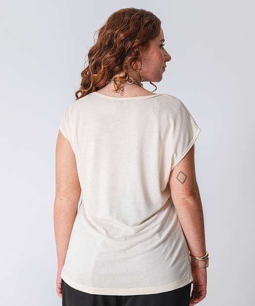 Blusa Plus Size Feminina Textura Marisa Bege