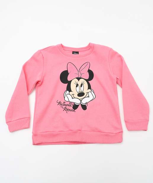 Conjunto Moletom Infantil Minnie Disney Tam 1 a 3 Rosa