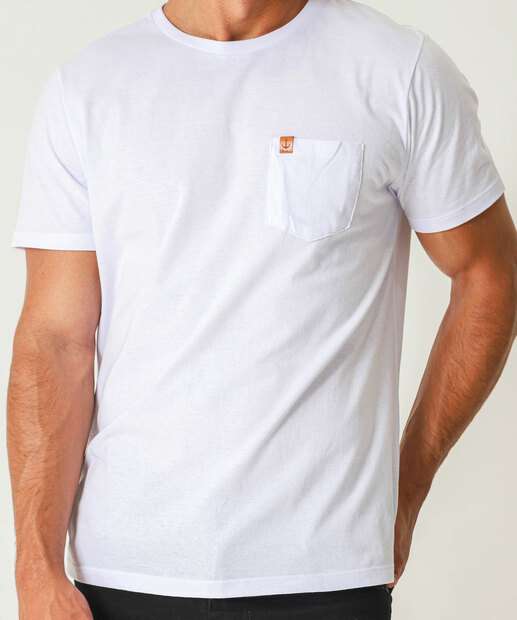 Camiseta Masculina Básica Bolso Marisa Branco