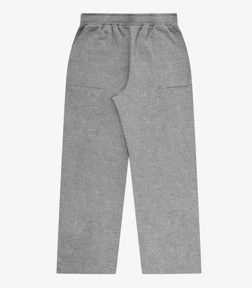 Calça Wide Leg Moletom Peluciado Básico Rovitex Cinza