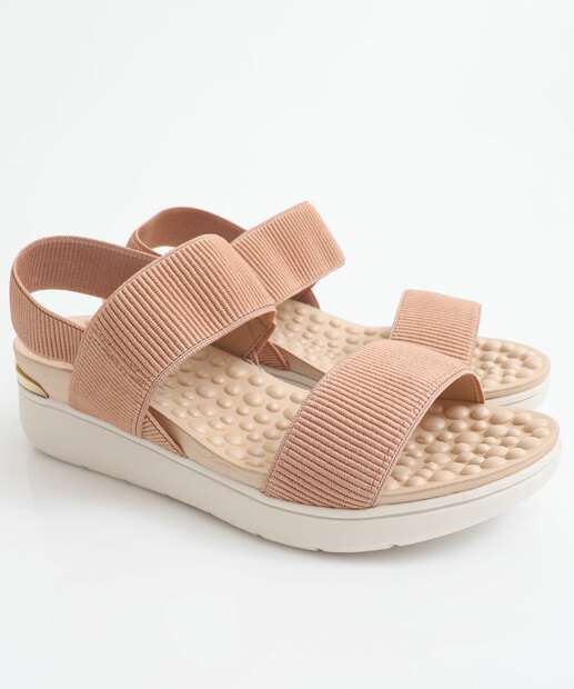 Sandália Feminina Flatform Tiras Modare Bege