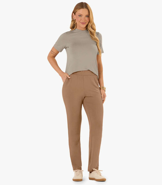 Image_Calça Feminina em Molecotton de Viscose Rovitex Marrom