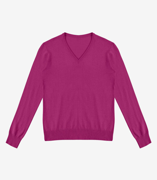 Suéter Feminino Gola V em Tricot Rovitex Roxo