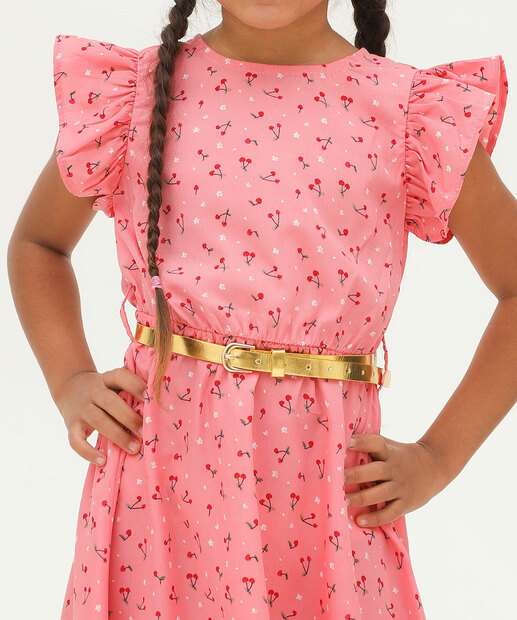 Vestido Infantil Estampa Flores Babado Marisa Tam 4 a 10