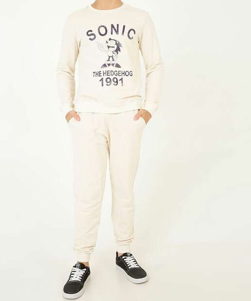 Blusão Juvenil Moletom Flanelado Sonic Tam 10 a 16