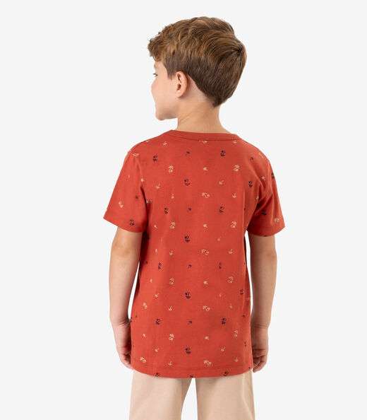 Camiseta Meia Malha Infantil Masculina Rovi Kids Laranja