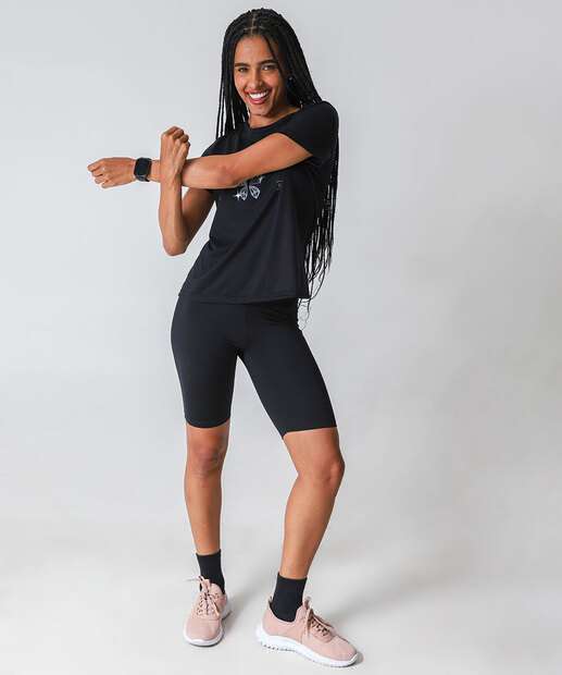 Blusa Feminina Fitness Estampada Marisa Preto