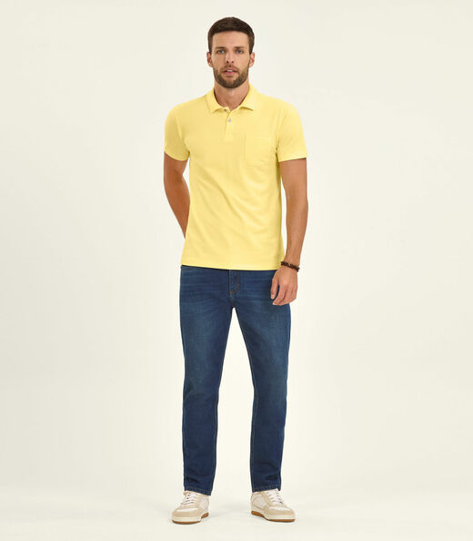 Polo Masculina Pique Diametro Amarelo