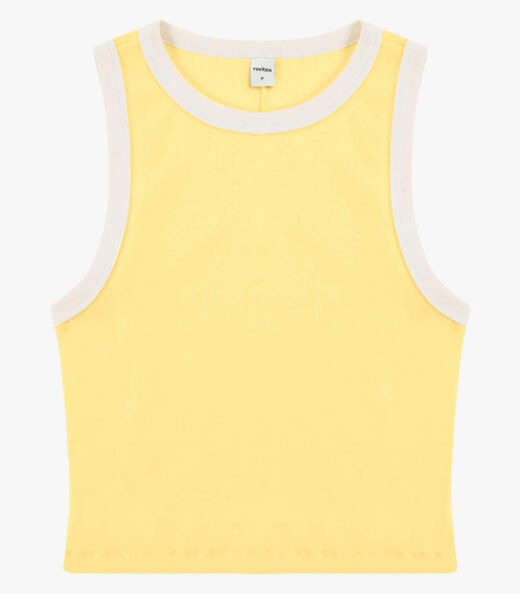 Regata Feminina Básica Ribana Com Detalhe Rovitex Amarelo