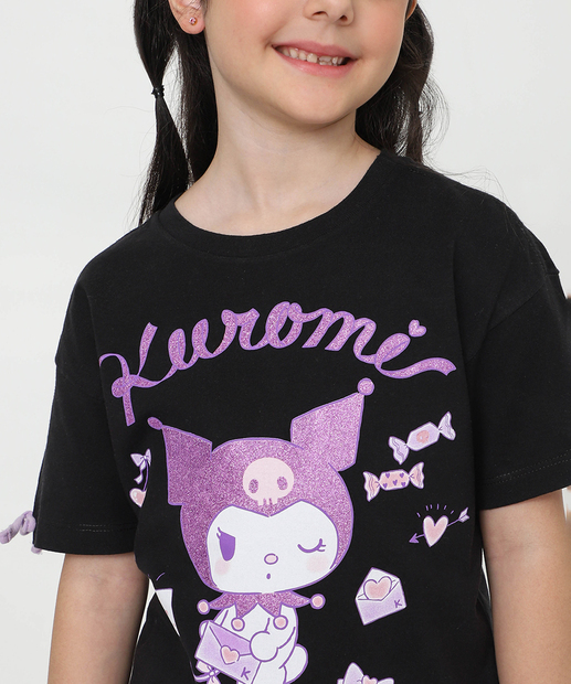 Blusa Infantil Hello Kitty Sanrio Tam 4 a 10 Preto