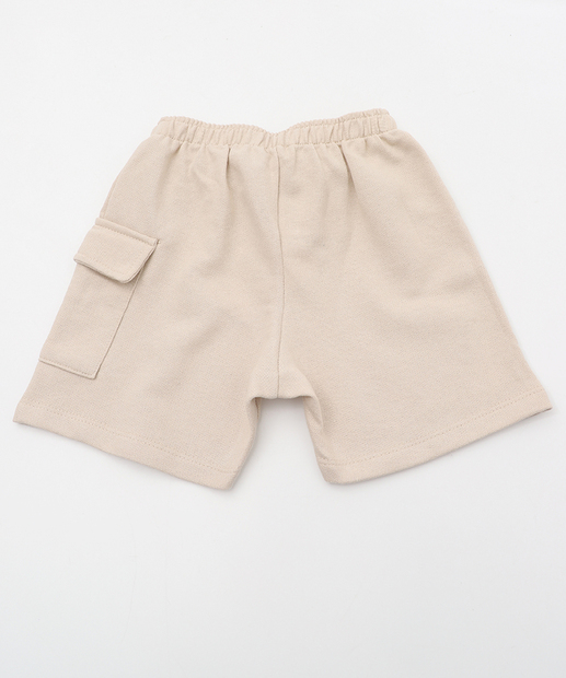 Bermuda Infantil Moletinho Cargo MR Tam 1 a 3 Bege