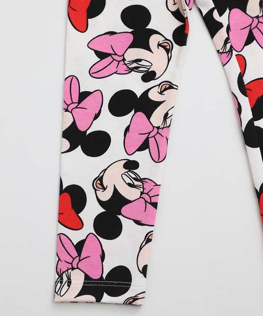 Calça Infantil Legging Minnie Tam 1 a 3 Off White