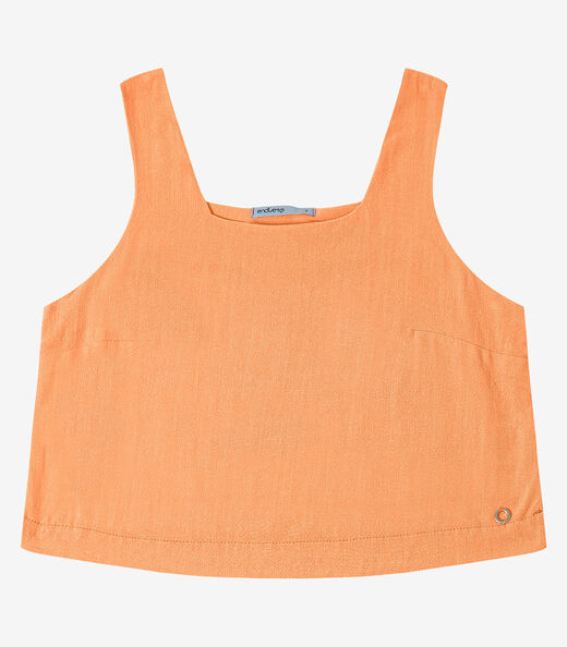 Regata Cropped Feminino Em Linho Endless Laranja