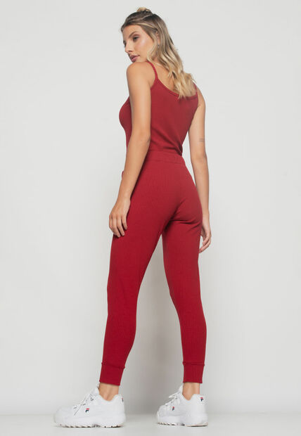 Regata  Alcinha Malha Canelada Vermelho