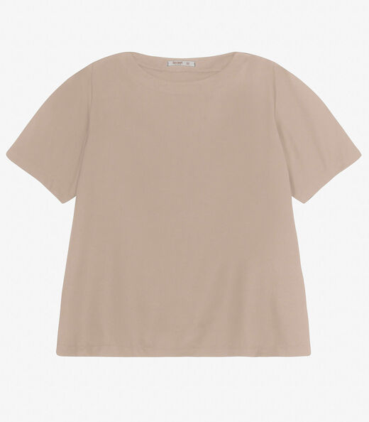 Image_Blusa Manga Curta Feminina Plus Size Secret Glam Bege