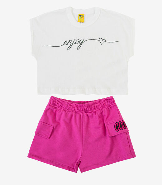 Conjunto Infantil Blusa Com Shorts Rovi Kids Bege