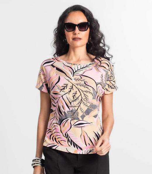 Blusa Feminina Estampada Rovitex Rosa