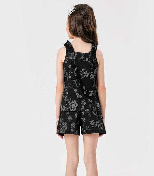 Conjunto Blusa E Shorts Popeline Floral Trick Nick Preto