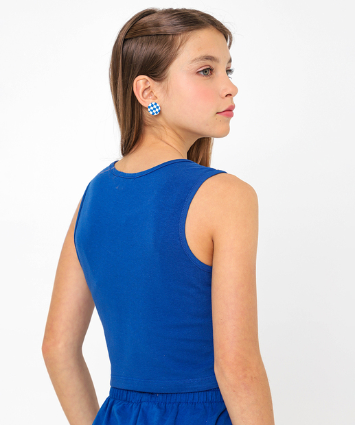 Blusa Juvenil Regata College Estampada Marisa Tam 10 a 16 Azul