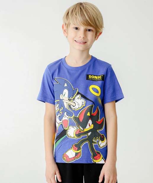 Camiseta Infantil Estampa Sonic Tam 4 a 10