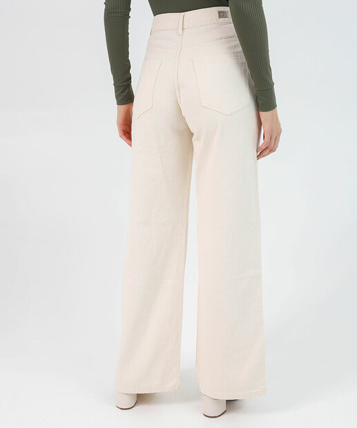 Calça Feminina Sarja Wide Leg Marisa Bege