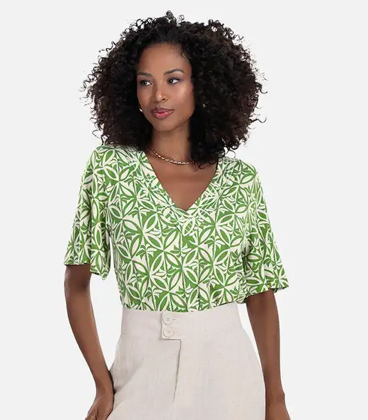 Image_Blusa Feminina Estampada Godê Rovitex Verde
