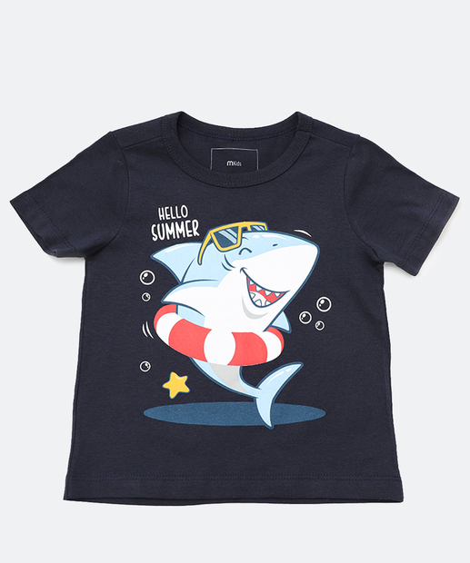 Image_Camiseta Infantil Estampa Tubarão Marisa Tam 1 a 3 Azul