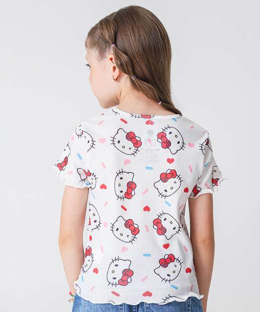 Blusa Infantil Canelada Hello Kitty Tam 4 a 10 Rosa