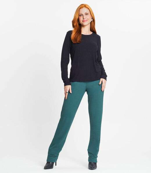 Blusa Manga Longa Canelada Rovitex Preto