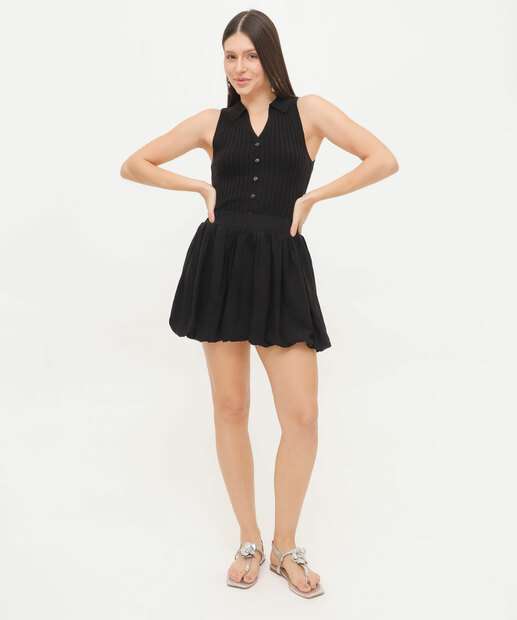 Saia Curta Feminina Balone Marisa Preto