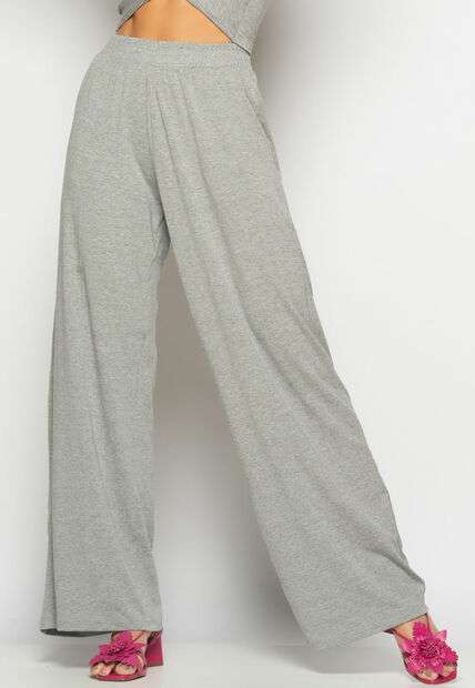 Conjunto Cropped Nó e Wide Leg Malha Mescla Salvatore