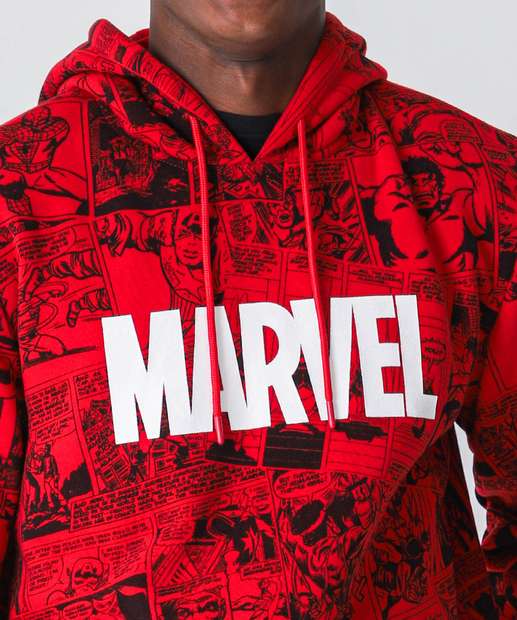 Blusão Masculino Capuz Super Heróis Marvel Vermelho
