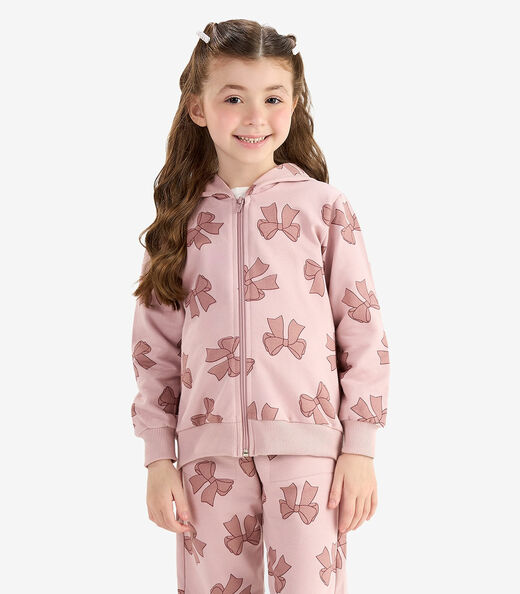 Conjunto Jaqueta e Calça Moletom Sarjado Rovi Kids Rosa
