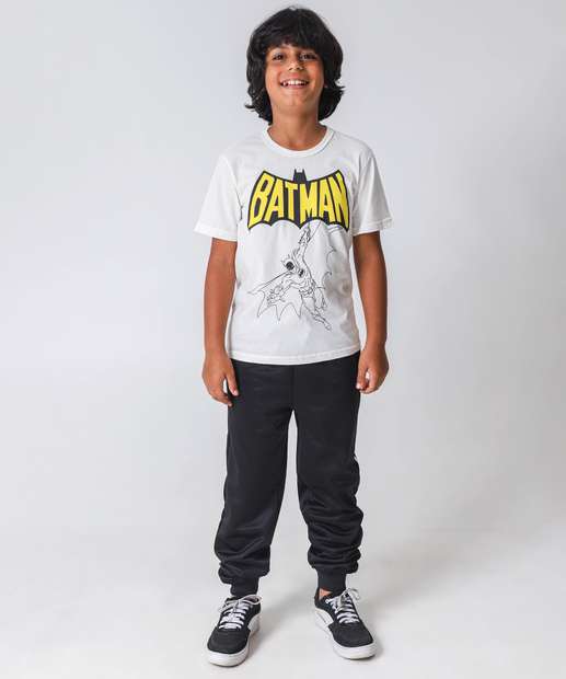 Camiseta Juvenil Batman Warner Bros Tam 10 a 16 Off White