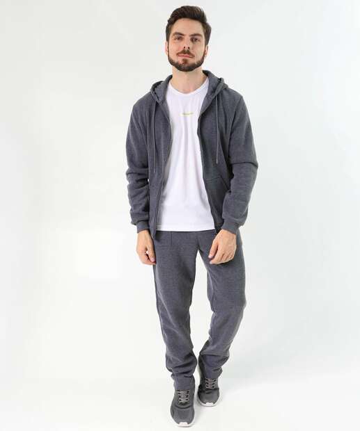 Image_Calça Masculina Fitness Moletom Reta Bolsos MR Chumbo