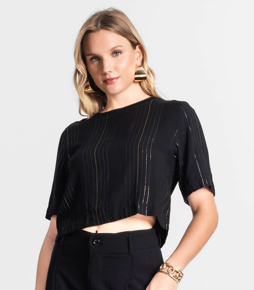Blusa Manga Curta Feminina Endless Preto